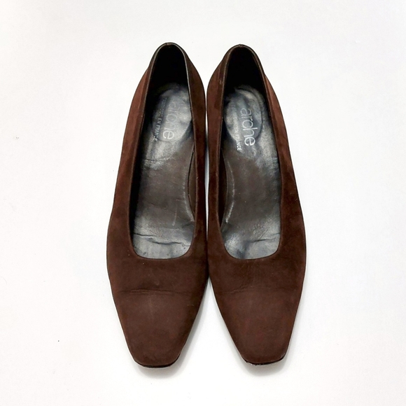 Arche Shoes - ARCHE Made in France Womens 38 1/2 Brown Nubuck Leather Water Repellent Pump